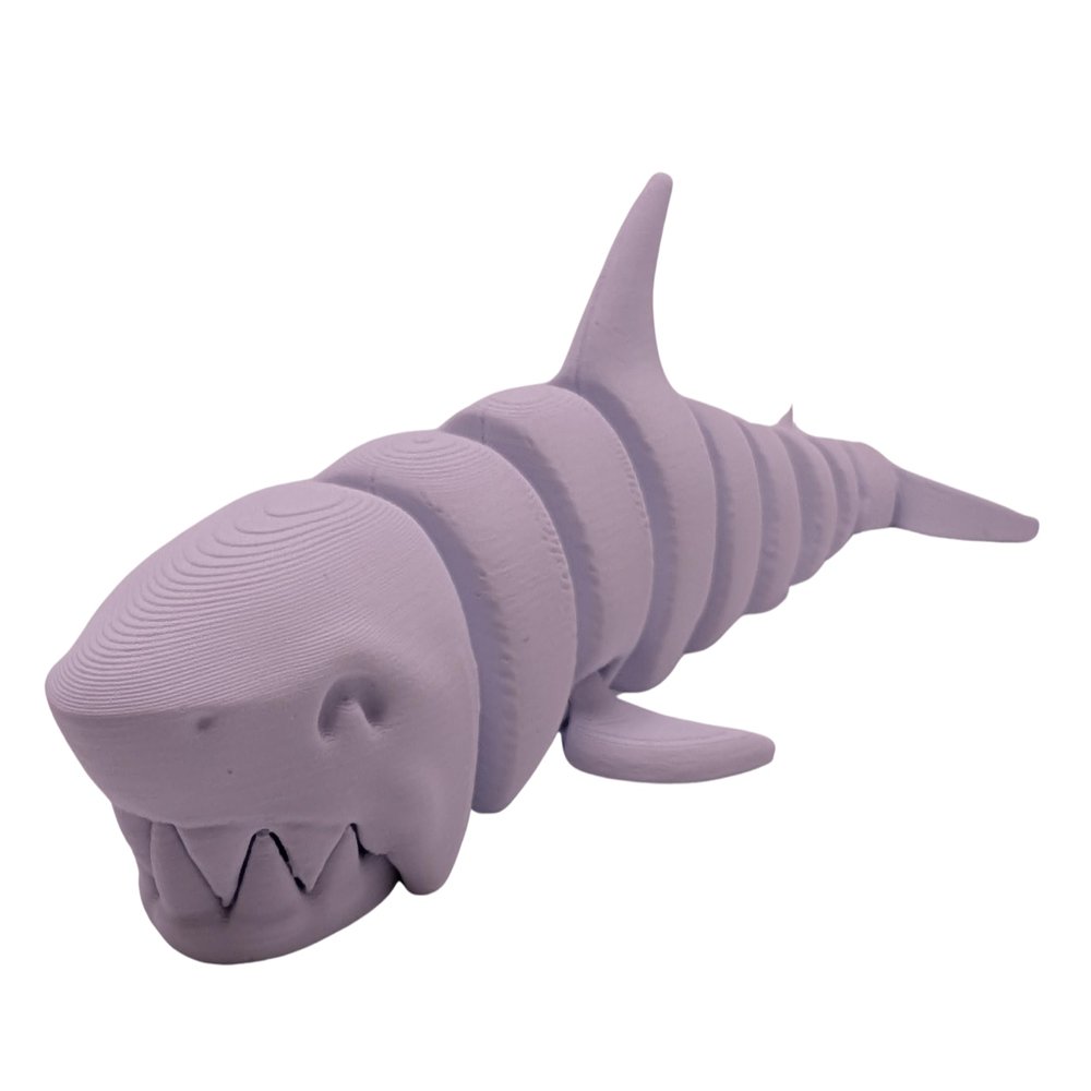 3D Printed Shark - Customizable, Made to Order Articulated Fidget Toy (L, White)