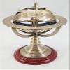 A HALLOWEEN STORE Antique Brass 8" Armillary Sphere Globe Astrolabe Zodiac Engraved Celestial Globe Wooden Base view 1