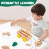 Adena Montessori Wooden Pull Long Trailer Toys - Wooden Pull Car Interactive Animal Towing Toy for Kids 1-3 Years Old Cognitive Development view 2
