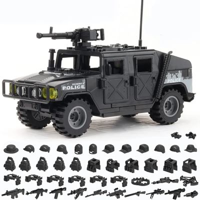DOUBLEEAGLE IMDUSTRY(CHINA)LIMITED Military Vehicle Building Toy for Age 6+, Army Car Model with 6 Soldier Figures, Building Block Toys Gifts for Boys