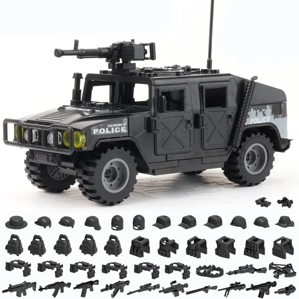 DOUBLEEAGLE IMDUSTRY(CHINA)LIMITED Military Vehicle Building Toy for Age 6+, Army Car Model with 6 Soldier Figures, Building Block Toys Gifts for Boys