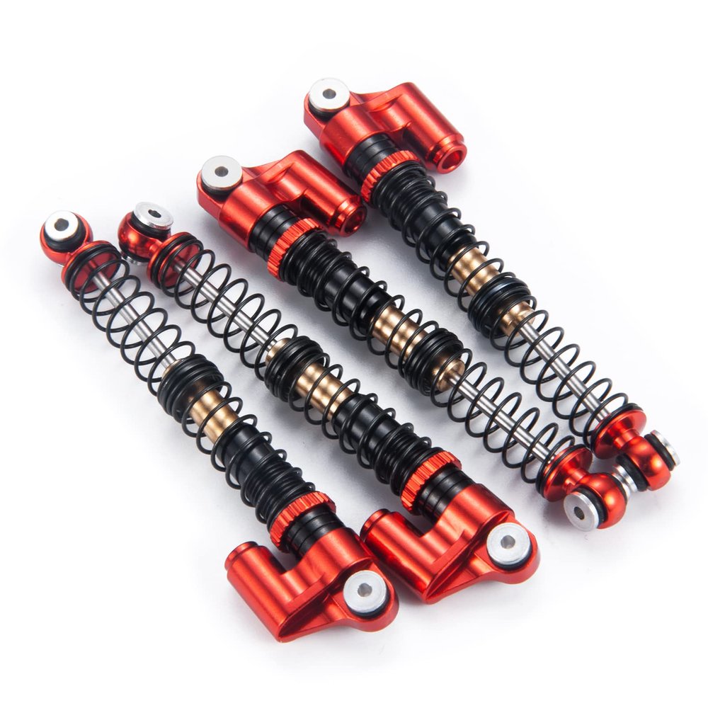 Aluminum RC Shocks Adjustable 53mm Long Shock Absorber Damper for 1/24 Axial Modified Scx24 Vehicles Upgrade Parts (Red)