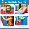 OLAKIDS Inflatable Bounce House, Train Theme Kids Jumping Castle with Slide Ball Pit Basketball Rim, Indoor Outdoor Inflatable Obstacle Course with 950W Blower 50PCS Ocean Balls Carry Bag view 3
