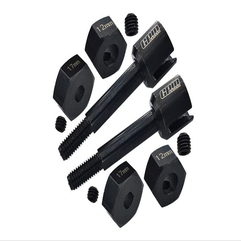 4140 Carbon Steel Rear Wheel Axle for Losi 1:8 LMT 4WD Solid Axle Monster Truck Upgrades - Black