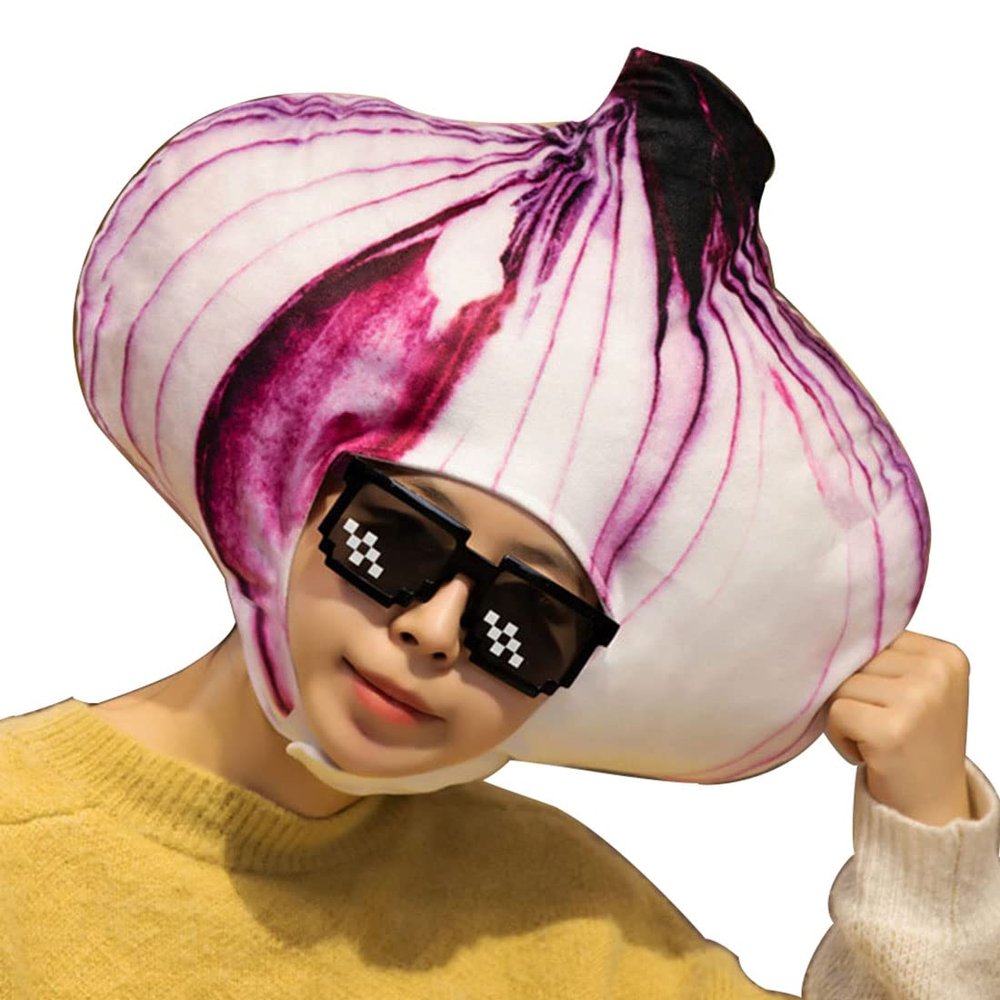 BEESUM 2023 Realistic Onion Head Mask Plush Vegetable Dress Up Hat Adult Halloween Christmas Party Costume