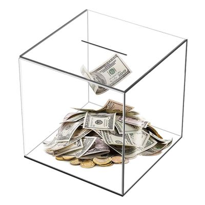 Clear Piggy Bank, Piggy Bank for Adults, Clear Acrylic Unopenable Piggy Bank, Money Saving Box for Kids, Money Bank Savings Coin Jar, Adult Piggy Bank Money Saver (15 * 15 * 15CM)