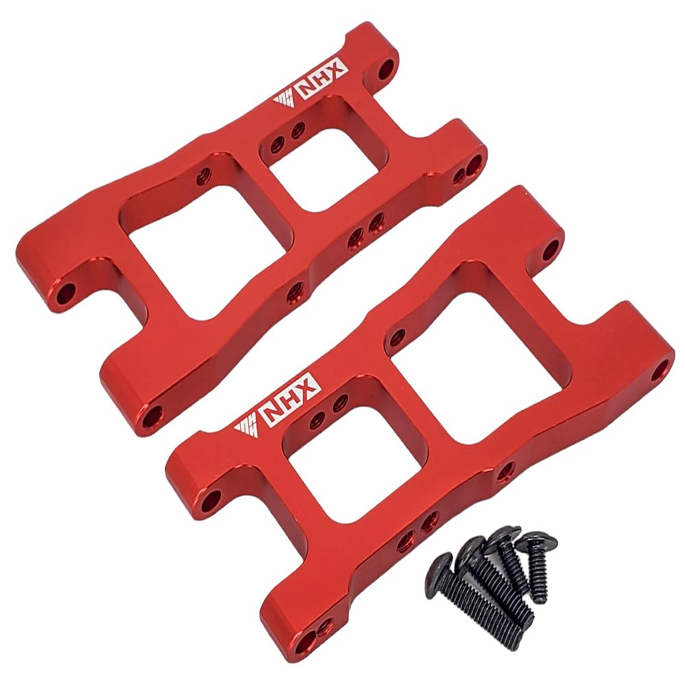 NHX RC Aluminum Front/Rear Lower Suspension Arms for 1/10 Redcat Blackout XTE/XBE/SC -Red