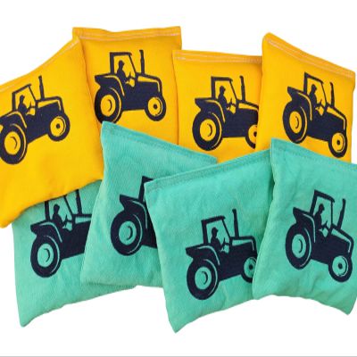 Green and Yellow Tractor Cornhole Bags Full Size Regulation Corn hole