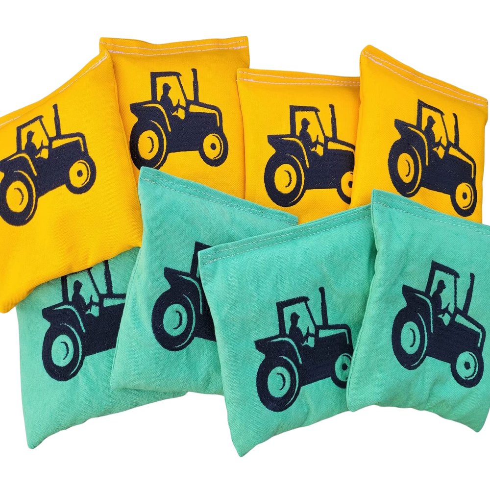 Green and Yellow Tractor Cornhole Bags Full Size Regulation Corn hole