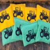 Green and Yellow Tractor Cornhole Bags Full Size Regulation Corn hole view 2