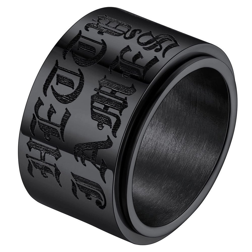 Customize Fidget Spinner Ring for Male Free Engrave Name Rotating Band for Anxiety Birthday Gift for Boyfriend Father