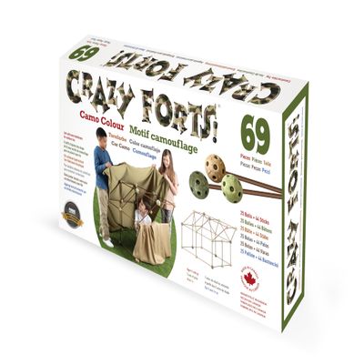 Crazy Forts - Camo Color - Building Kit for Kids 6+ - Indoor Creative Fort Building STEM Toys - Durable and Portable Kit - 69 Pcs