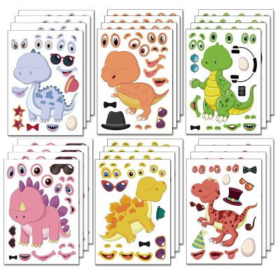 24 Pieces Make Your Own Dinosaur Stickers for Kids Toddlers with Dinosaur System DIY Craft Kids Party Favor Supplies Crafts