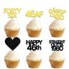18pcs Black Gold Glitter Dessert Cupcake Pick for Straight Outta 1980 Cheer to 46 Years Old Theme Decor Supplies Happy 46th Birthday Party Decoration view 1