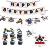 28pcs Motorcycle Theme Banner Party Supplies Dirt Bike Birthday Decoration Dirt Bike Party Supplies Banner Cake Cupcake Topper for Boy Riding Room Wall Decoration view 2