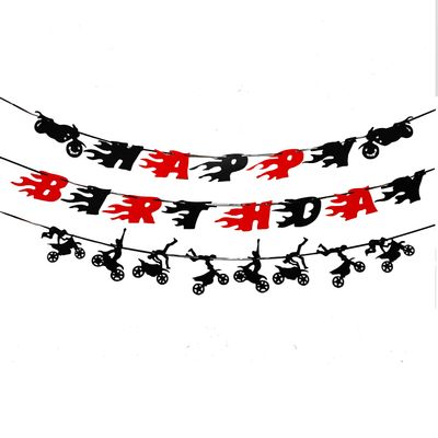 30 Pieces Dirt Bike Birthday Decoration Dirt Bike Party Supplies Banner Cake Cupcake Topper for Motocross Themed Banner Birthday Party Man or Boy Riding Room Wall Decoration