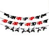 30 Pieces Dirt Bike Birthday Decoration Dirt Bike Party Supplies Banner Cake Cupcake Topper for Motocross Themed Banner Birthday Party Man or Boy Riding Room Wall Decoration view 1
