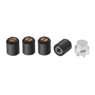 DJX 4PCS Aluminum M2.5 Wheel Nut Center Cap Locking Hubs for TRX-4M TRX4M Etc 1/18 RC Crawler Car (Black and Gold)