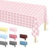 12 Pcs Pink Gingham Tablecloth 54  108 Inches Pink and White Checkered Table Cloth Disposable Plastic Waterproof Tablecover for Outdoor Picnic, Birthday Party, Holiday Dinner view 1