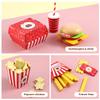 Wooden Fast Food Burger Fries Deluxe Dinner Set, Kitchen Pretend Play Accessories Toy, Realistic Burger Fries Pretend Play Food Set Toy House Props Educational view 3