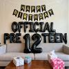 12th Birthday Decorations for Boys, Happy 12th Birthday Banner Official Pre-Teen Balloons Foil Balloons for 12 Years Old Birthday Anniversary Supplies Boys (12th Black) view 1