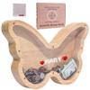 JIMZIE Personalized Wooden Butterfly Piggy Bank  Clear Acrylic Butterfly Bank  Includes Letter Stickers - Large Money Bank for Kids, Toddlers, and Adults 13 x 8 view 1