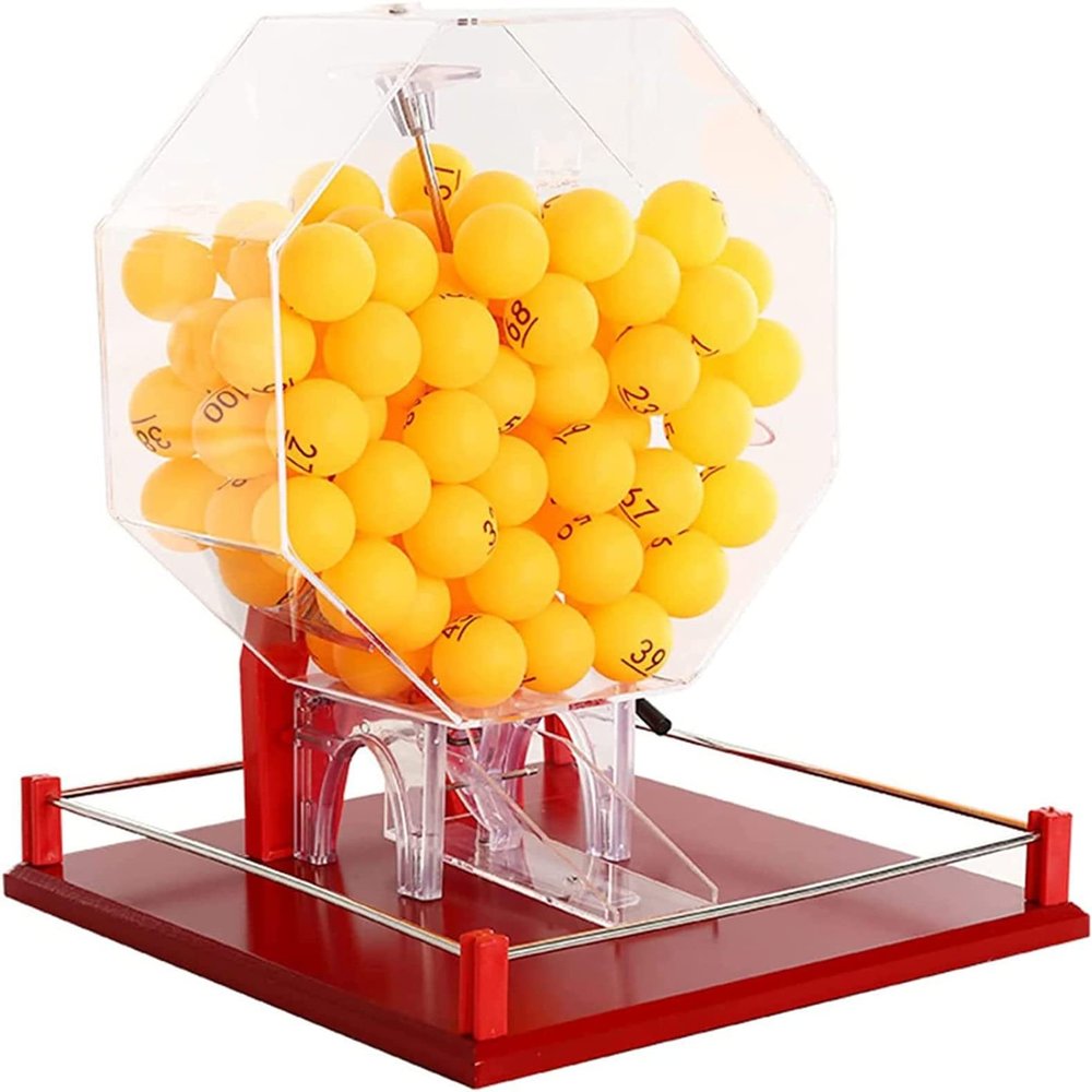 Lottery Machine, Manual Lottery Machine, Lottery Props, Two-Color Ball, Random Ball Selection, Lottery Box Supermarkets Including Acrylic Bingo Cage, 100 Pcs Ball, Hand Crank Ball Number Selector