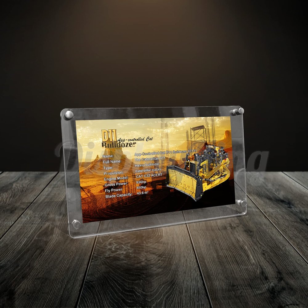Acrylic Display Photo Frame for App-Controlled Cat D11 Bulldozer 42131(Model Set is not Included)