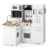Costzon Corner Kids Kitchen Playset, 11-in-1 Wooden Toy Kitchen Set with Realistic Washing Machine, Microwave, Oven, Stove, Refrigerator, Range Hood, Telephone, Play Kitchen for Toddlers Boys Girls view 1