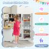 Costzon Corner Kids Kitchen Playset, 11-in-1 Wooden Toy Kitchen Set with Realistic Washing Machine, Microwave, Oven, Stove, Refrigerator, Range Hood, Telephone, Play Kitchen for Toddlers Boys Girls view 2