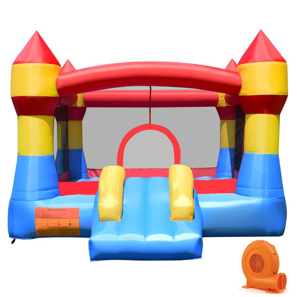 Costzon Inflatable Bounce House, Party Castle Bouncy House for Kids 12ft L x 9ft W x 7ft H Indoor Outdoor Fun w/Large Jumping Area & Fun Slide, Blower, Toddler Bounce House for Backyard Birthday Gifts