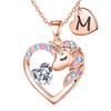 IEFRICH Jewelry for Girls 4-6 - Unicorn Necklace Gifts for Girls Ages 8-12 Letter M Initial Heart Necklaces for Little Girl Unicorn Jewelry Gifts view 1