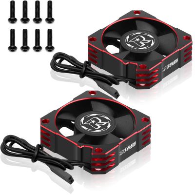 2 Pack RC Motor Cooling Fan 35mm 21000RPM 8.4V Aluminum ESC Motors Cooling Fan Heatsink for RC Car 1/8 1/10 Scale 3650,3660,540,550 Brushless Motor (Black Red)