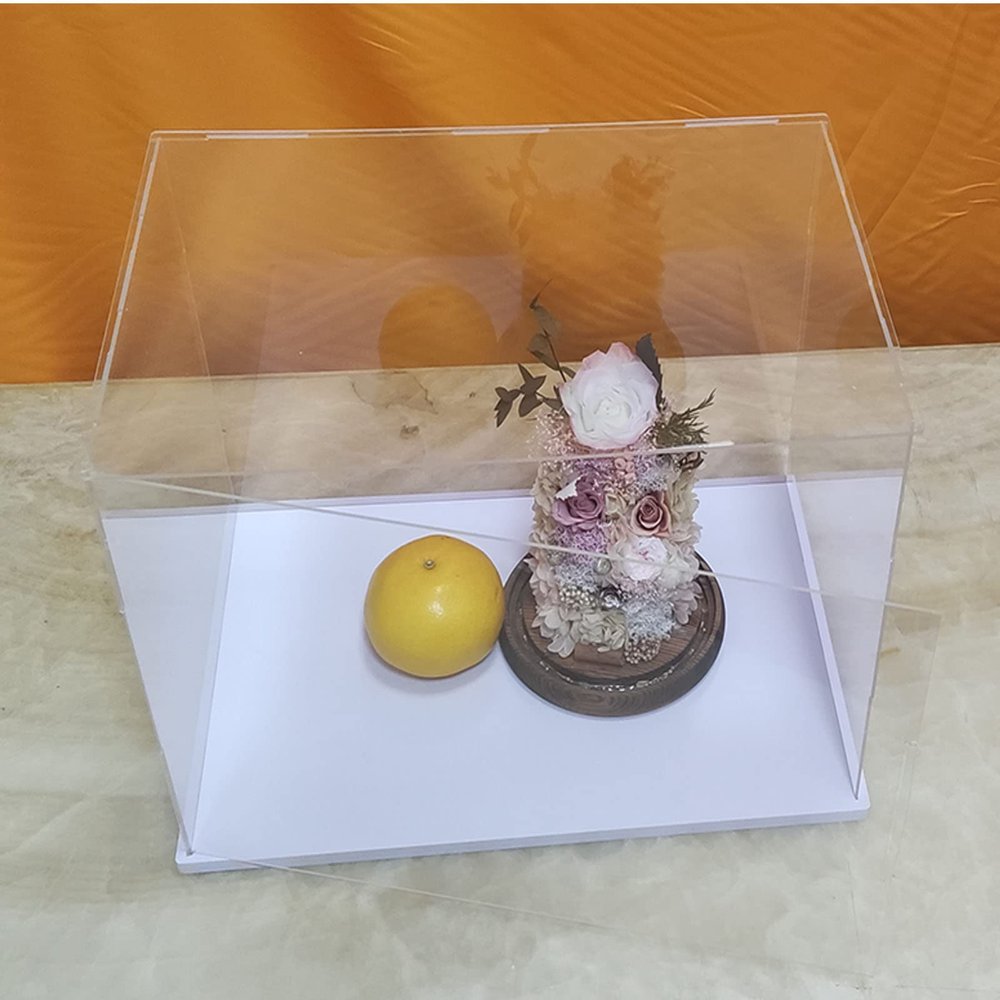 MECC Openable Clear Acrylic Display Case-Assemble Countertop Box with white Base for Display-Clear Display Box,Dustproof Protection Showcase for Figures Toys Collectibles (18x12x12inch/45x30x30CM)