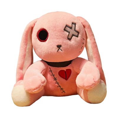 Amagogo Long Eared Standing Toy Stuffed Plush Doll Toy Collection Adorable Ornament Gothic Dreadful Bunny Doll for Valentine Easter Halloween, 25cm Pink