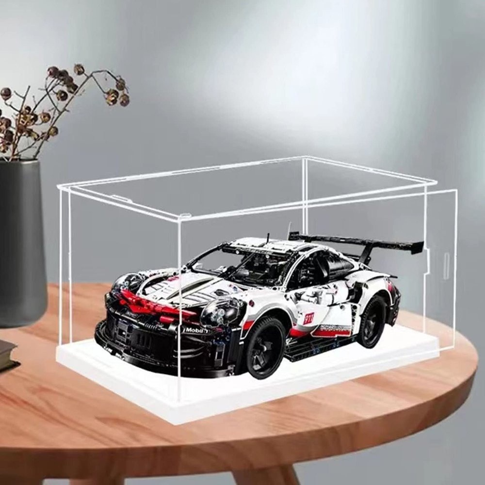 MECC Openable Clear Acrylic Display Case-Assemble Countertop Box with white Base for Display-Clear Display Box,Dustproof Protection Showcase for Figures Toys Collectibles (20x12x16inch/50x30x40cm)