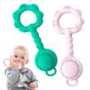 2 Pcs Baby Rattle Teether, 2-in-1 Rattle and Teether Toy for Soothing Sore Gums and Keeps Little Ones Entertained, Food Grade Silicone (Spearmint+Pink) view 1