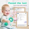 2 Pcs Baby Rattle Teether, 2-in-1 Rattle and Teether Toy for Soothing Sore Gums and Keeps Little Ones Entertained, Food Grade Silicone (Spearmint+Pink) view 2