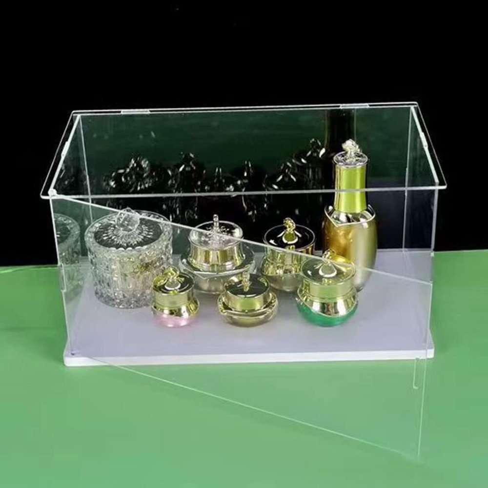 MECC Openable Clear Acrylic Display Case-Assemble Countertop Box with white Base for Display-Clear Display Box,Dustproof Protection Showcase for Figures Toys Collectibles (18x8x12inch/45x20x30cm)