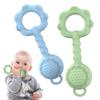 2 Pcs Baby Rattle Teether, 2-in-1 Rattle and Teether Toy for Soothing Sore Gums and Keeps Little Ones Entertained, Food Grade Silicone (Blue+Green) view 1