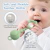 2 Pcs Baby Rattle Teether, 2-in-1 Rattle and Teether Toy for Soothing Sore Gums and Keeps Little Ones Entertained, Food Grade Silicone (Blue+Green) view 4