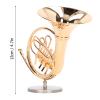Tyenaza Miniature French Horn, Brass Mini French Horn Model Musical Instrument Mini Musical Instrument Miniature Replica Dollhouse Model Home Decoration view 2