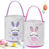 VAPCUFF 2 Pack Personalized Easter Basket with Name, Unisex Kids Easter Bunny Basket Bags, Canvas Material, Handle, Cartoon Pattern view 1