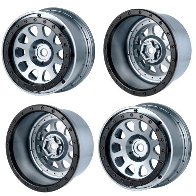 4pcs 4.3inches Aluminum RC Beadlock Wheel Rims Hubs for 1/5 X-MAXX Buggy Truck 10151-13 Tire (Titanium Black)
