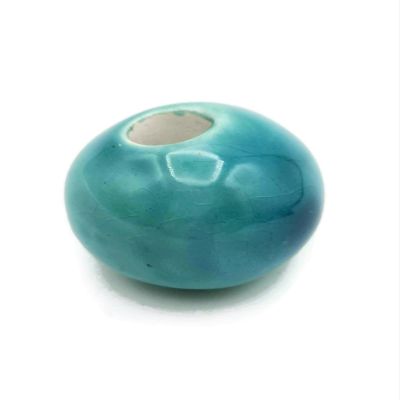 1Pc Handmade Extra Large Round Beads, Ceramic Craft Supplies for Macrame Large Hole (30 mm, Oriental Blue)