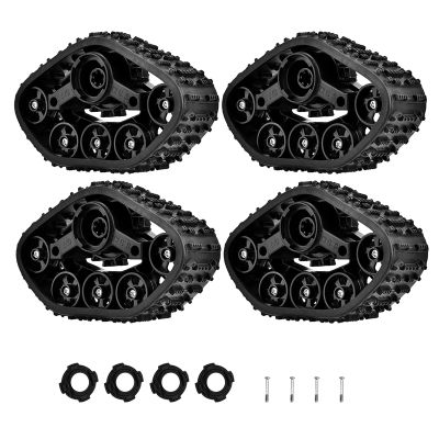 4Pcs RC Truck Track Wheel, Upgrade RC Car Tire Wheel Rubber Crawler Tyre, RC Military Truck Track Wheels for WPL 1/16 RC Military Truck