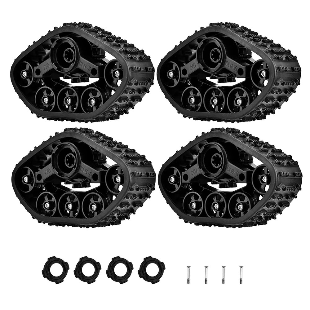 4Pcs RC Truck Track Wheel, Upgrade RC Car Tire Wheel Rubber Crawler Tyre, RC Military Truck Track Wheels for WPL 1/16 RC Military Truck