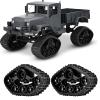 4Pcs RC Truck Track Wheel, Upgrade RC Car Tire Wheel Rubber Crawler Tyre, RC Military Truck Track Wheels for WPL 1/16 RC Military Truck view 3