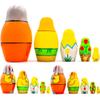 AEVVV Easter Nesting Dolls Set 5 pcs - Handmade Russian Matryoshka Stacking Doll - Easter Wooden Cartoon Bunny Decorations Gifts view 2