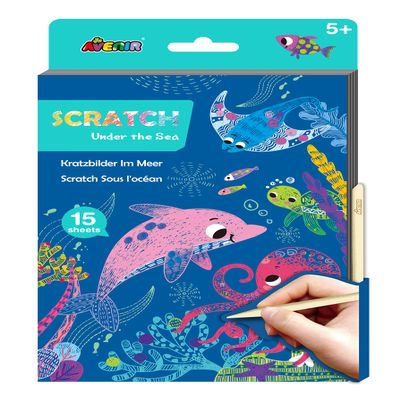 Avenir | A5 Scratch Book | Under The Sea | Scratch & Craft Activity for Ages 6+, Multi Colours